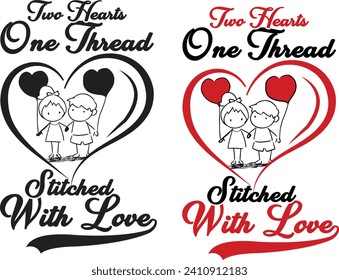 Two hearts one thread t shirt design