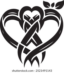Two hearts in one vector icon