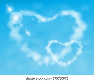 two hearts out of the clouds. illustration. against the sky. used for printing, website, smart phone, tablet computer, decoration, design, etc