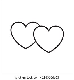 Two hearts outline icon vector 