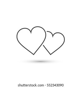 Two hearts outline icon, vector isolated love smbol. Valentine's Day sign.
