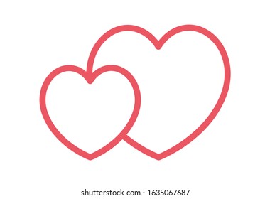 Two hearts outline style, vector