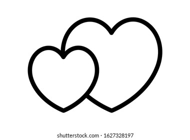 two hearts , outlines two hearts