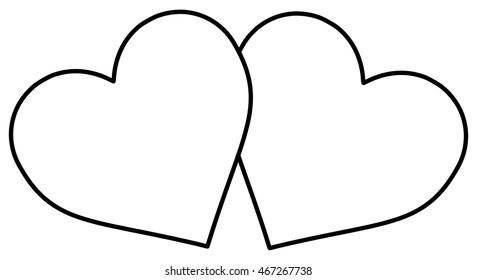 two hearts , outlines two hearts ,