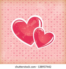 two hearts over vintage background vector illustration