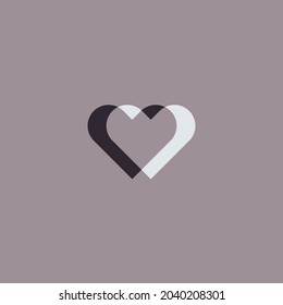 two hearts overlapping abstract logo transparent
