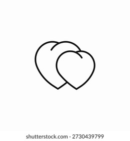 two hearts overlapping icon sign vector