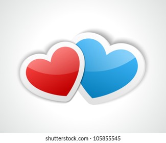 Two hearts from paper Valentines day vector illustration eps 10