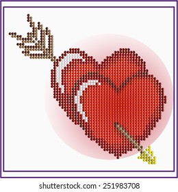 Two hearts pierced with arrow mosaic vector