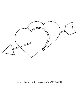 two hearts pierced with arrow romantic love