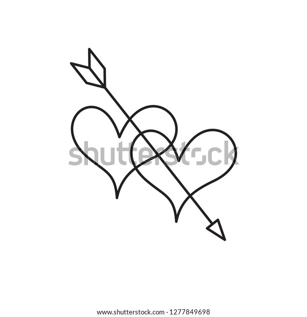 Two Hearts Pierced Arrow Vector Sketch Stock Vector Royalty Free 1277849698 Shutterstock