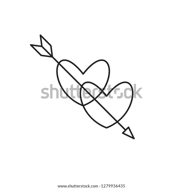 Two Hearts Pierced Arrow Vector Sketch Vector De Stock Libre De Regalías 1279936435 