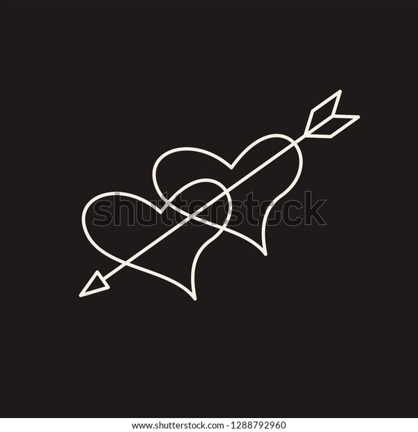 Two Hearts Pierced Arrow Vector Sketch Stock Vector Royalty Free 1288792960 Shutterstock 4187