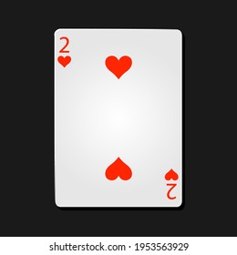 two hearts poker card in dark bacground.