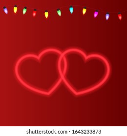 Two hearts postcard Valentine's Day holiday. 