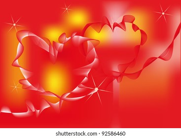 two hearts is postcard with Valentine's Day