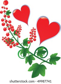 two hearts with red currant
