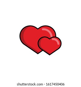two Hearts red icon.isolated on white background.