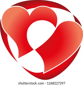Two hearts in red logo