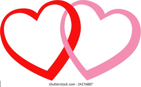 Two hearts, red and pink