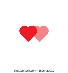 Two hearts, red and pink valentine's day symbol