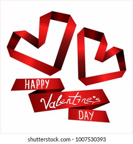 two hearts from a ribbon vector happy valentine's day
