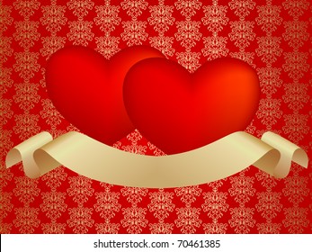 two hearts with ribbon.vector illustration
