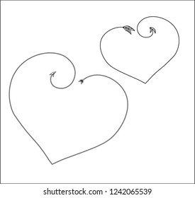 
two hearts in the shape of an arrow