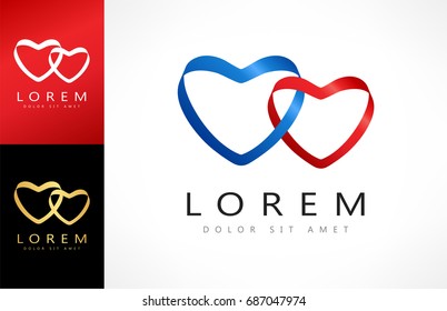 two hearts shape logo