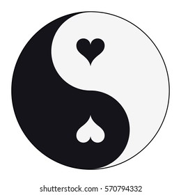 Two Hearts in the Shape Yin and Yang