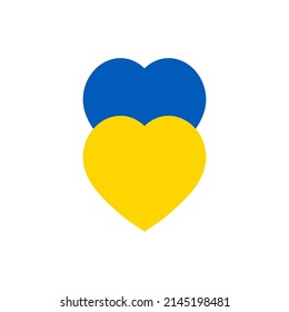 dos corazones moldearon la ilustración vectorial del diseño de la bandera ucraniana.