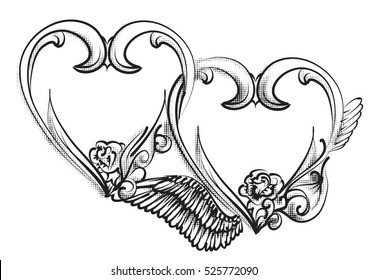two hearts sign, isolated on white background
