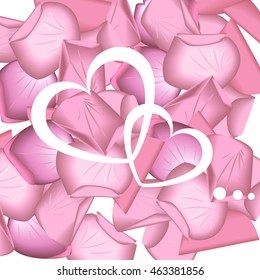 two hearts silhouettes with petals