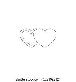 Two hearts. simple flat vector icon illustration. outline line symbol - editable stroke