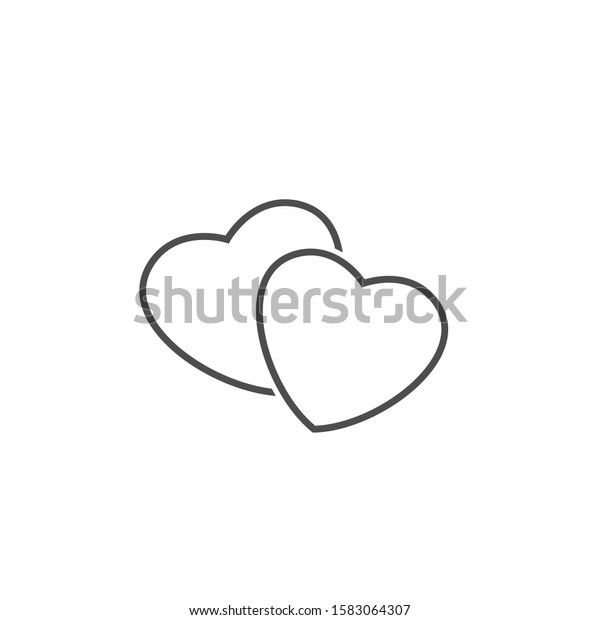 Two Hearts Simple Outline 2 Hearts Stock Vector (Royalty Free ...