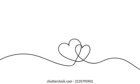 Two Hearts Single Line Couple Lovers Stock Vector (Royalty Free ...