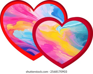 two hearts, small and large, without background