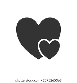 Two hearts solid icon. Vector illustration