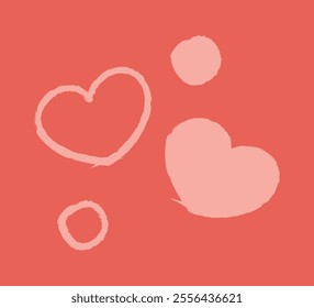 Two hearts and spots color. Clip art hand draw illustration.