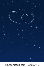 Two hearts in the starry sky