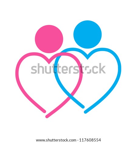two hearts symbol on white background