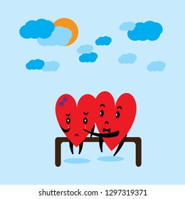 
two hearts that are sad