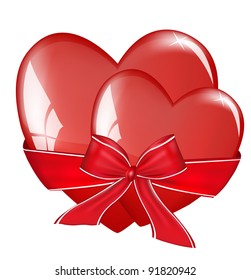 Two hearts tied with a bow