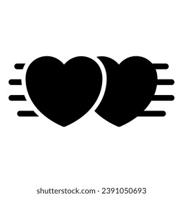 Zwei Herzen zusammen, Datum, Liebe, Beziehungen solide Symbol, Speed Dating Konzept, Einheit Vektorzeichen auf weißem Hintergrund, Glyph-Stil Symbol für mobiles Konzept und Web-Design. Vektorgrafik