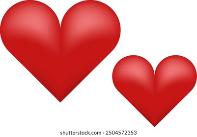 Two hearts together. Red romantic love sign