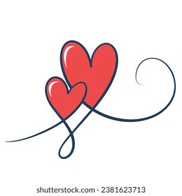 Two Hearts Together simple line art Two Red Hearts Icon Cartoon Style, Style Icons, Cartoon Icons, Red Icons