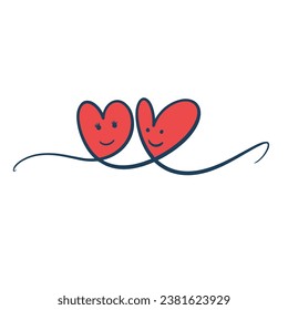 Two Hearts Together simple line art Two Red Hearts Icon Cartoon Style, Style Icons, Cartoon Icons, Red Icons