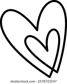 Two hearts united. Hand drawn heart icon. Vector illustration.