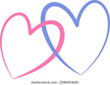Two hearts united. Hand drawn heart icon. Vector illustration.