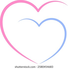 Two hearts united. Hand drawn heart icon. Vector illustration.